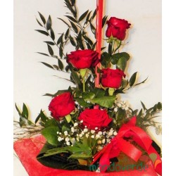 Mazzo 5 Rose Rosse gambo lungo